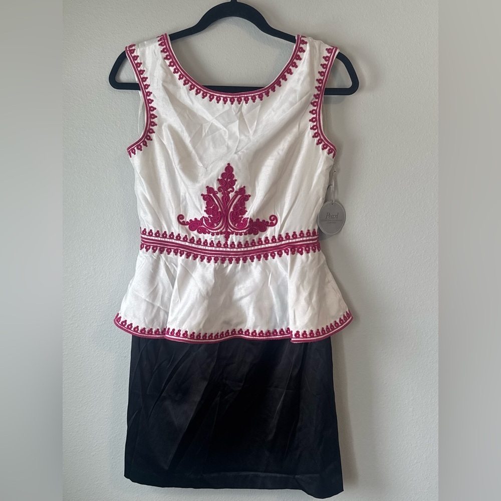 Pearl by Georgina White and Magenta Embroidered Peplum Dress